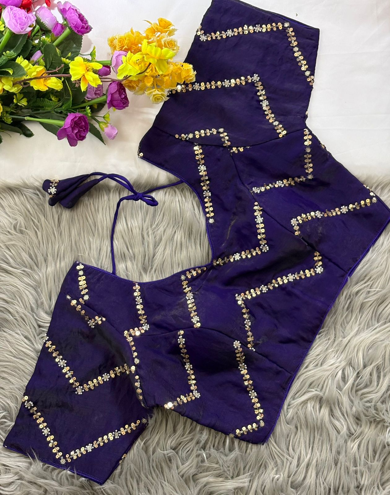 Fendy Silk Zigzag Moti Work Readymade Blouse