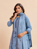 Sky Blue Cotton Straight Kurta Set with Dupatta