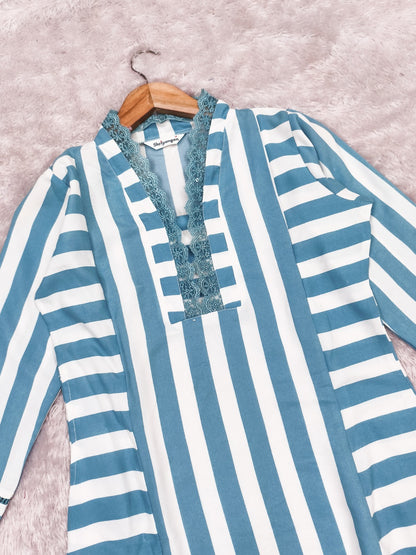 Sky Blue Printed Rayon Kurta Set with Palazzo for Women