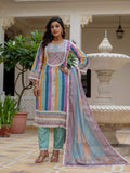 Sky Blue SlubElegance Embroidered Suit Set
