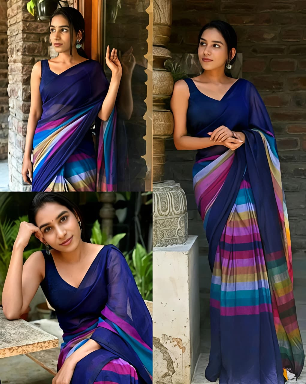 Soft Linen Blue Saree with Stylish Pallu Design for Women