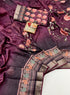 Soft Cotton Wine Digital Print Saree With Work for Women