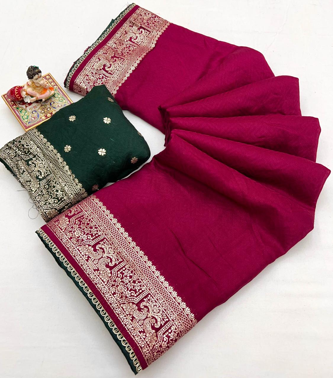 Soft Pink Maslin Silk Saree With Rich Pallu Design for Women