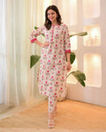 Soft Rayon Pink Print Kurta Set for Women
