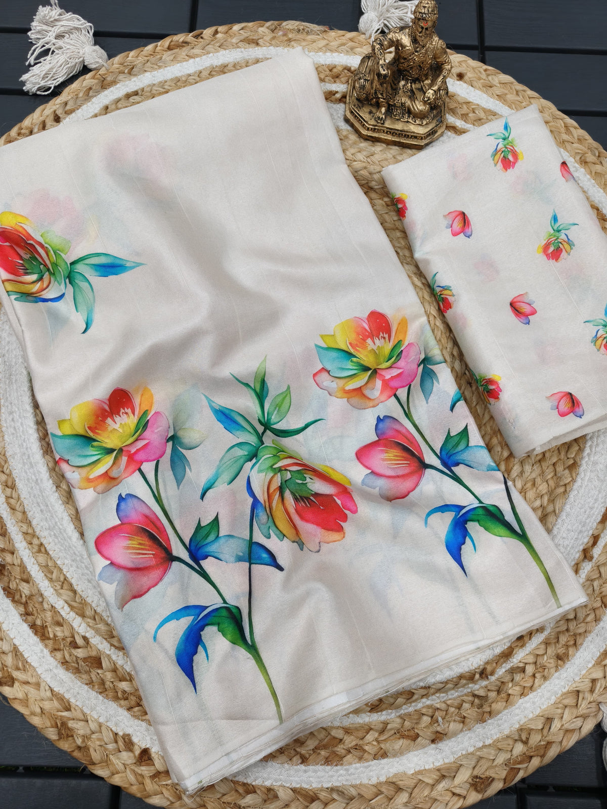 Soft Tussar Silk Floral Saree For Festive Wear for Women