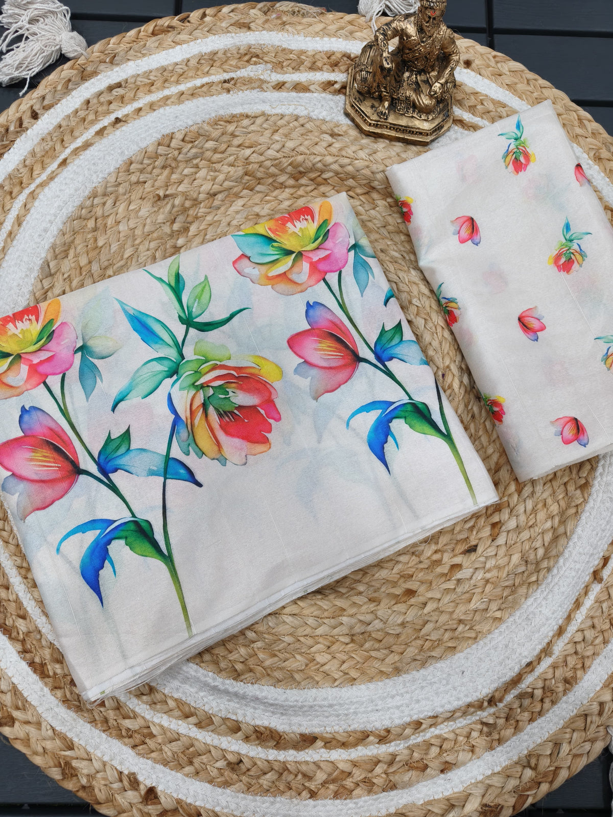 Soft Tussar Silk Floral Saree For Festive Wear for Women