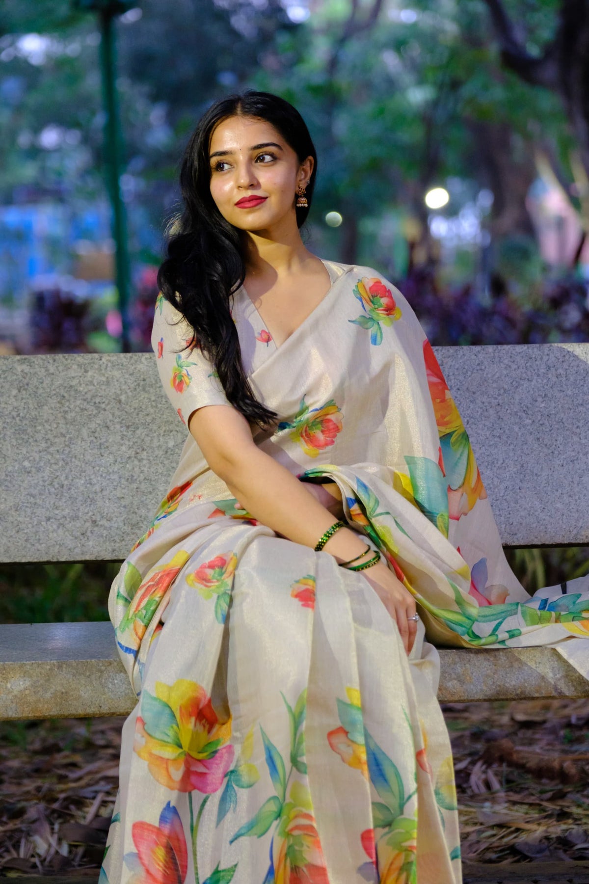 Soft Tussar Silk Floral Saree For Festive Wear for Women