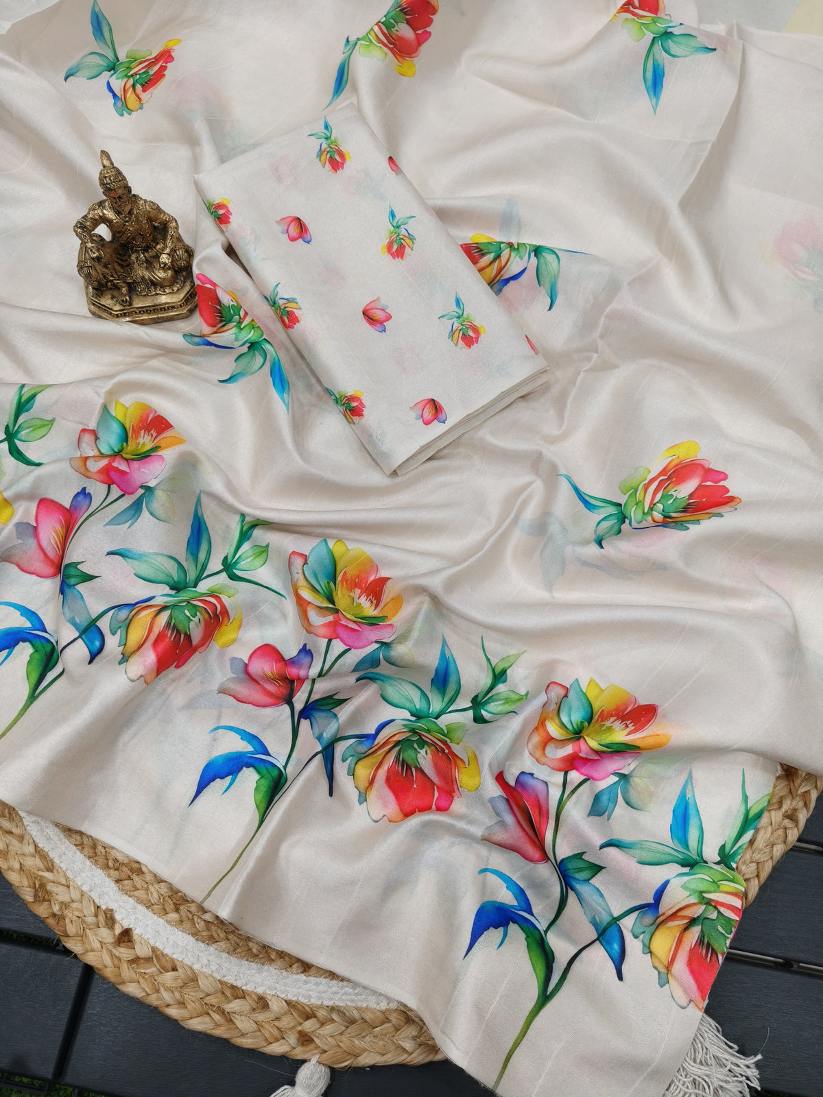 Soft Tussar Silk Floral Saree For Festive Wear for Women