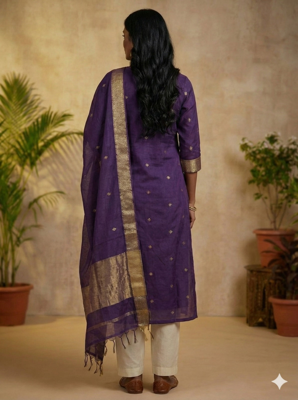 Stylish Violet Ethnic Kurta Dupatta Set for Festive Wear for Women