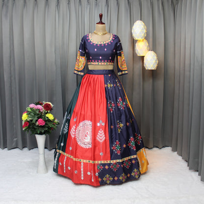 Stylish Multicolor Butter Silk Lehenga Choli Set for Women