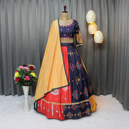 Stylish Multicolor Butter Silk Lehenga Choli Set for Women