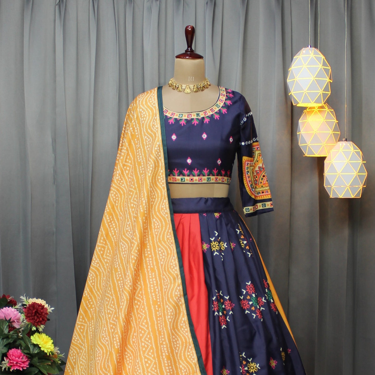 Stylish Multicolor Butter Silk Lehenga Choli Set for Women
