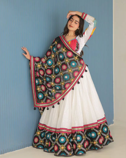 Stylish White Mirror Work Lehenga for Festive Wear for Women