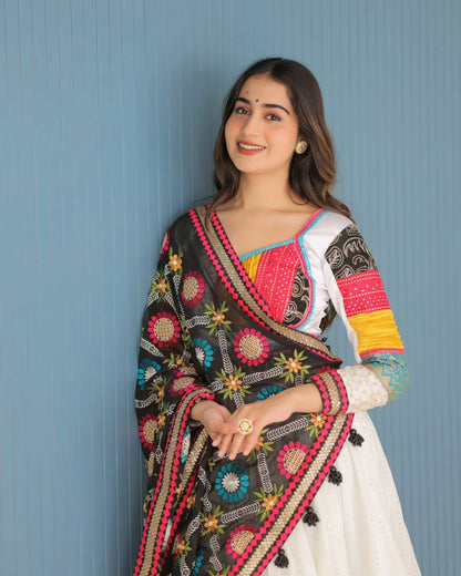 Stylish White Mirror Work Lehenga for Festive Wear for Women
