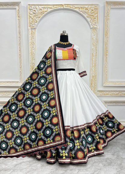 Stylish White Mirror Work Lehenga for Festive Wear for Women