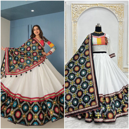 Stylish White Mirror Work Lehenga for Festive Wear for Women