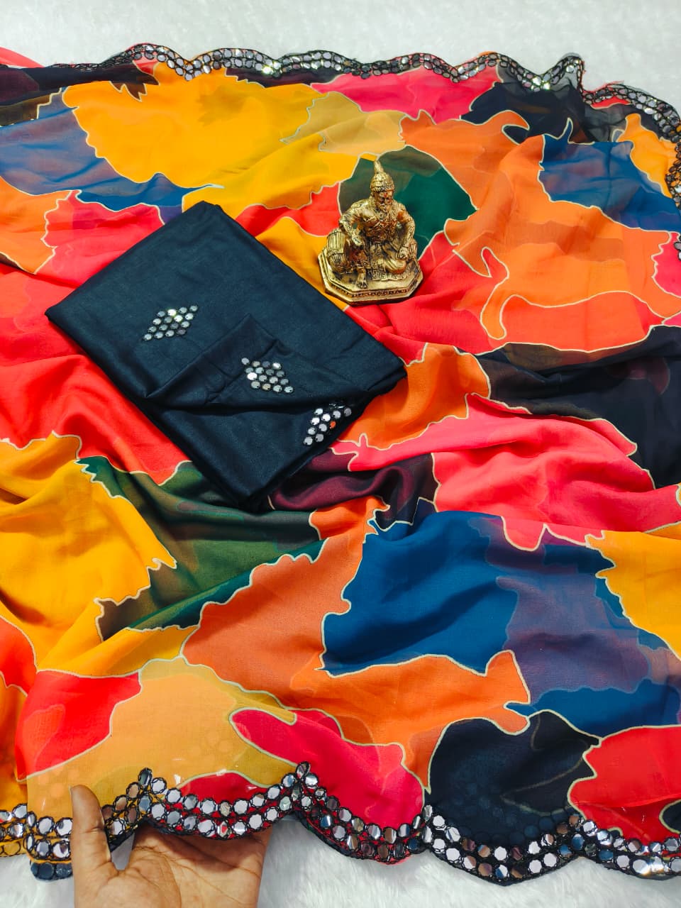 Sunset Mosaic Mirror Designer Saree for Women