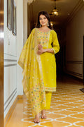 Sunshine Yellow Embroidered Kurti Set with Dupatta