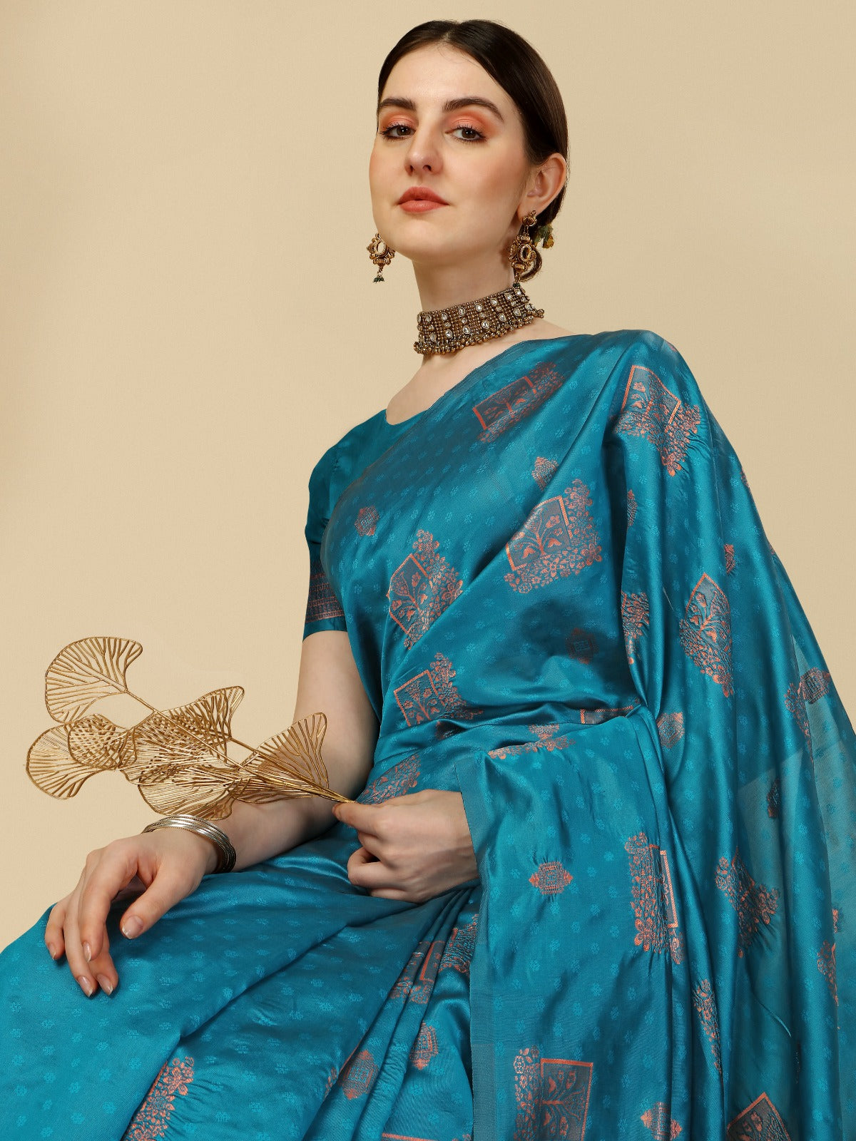 Teal Banarasi Silk Saree with Rich Zari Woven Pallu for Women
