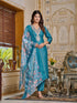 Teal Embroidered Rayon Kurti Set for Women