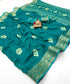 Teal Moss Mellow Georgette Zari Border Saree for Women