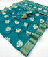 Stylish Teal Printed Moss Georgette Saree With Blouse for Women