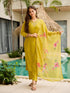 Threadwork Salwar Suit with Pure Organza Dupatta for Women