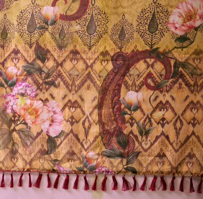 Traditional Beige Multicolor Printed Saree for Women