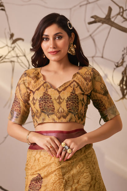 Traditional Beige Multicolor Printed Saree for Women