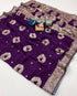 Traditional Deep Purple Maslin Silk Zari Work Saree for Women