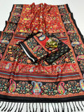 Traditional Digital Print Pashmina Saree with Shawl