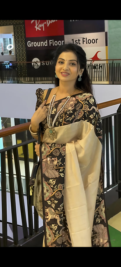 Traditional Elephant Art Designer Silk Saree for Women