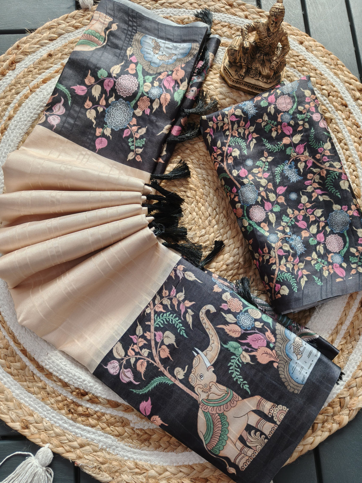 Traditional Elephant Art Designer Silk Saree for Women