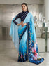 Trendy Sky Blue Butterfly Party Wear Saree for Women