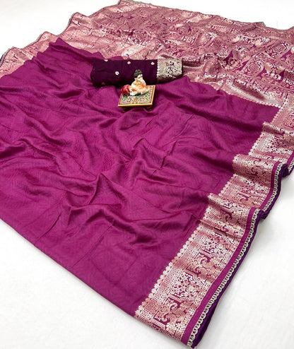 Wedding Wear Maslin Silk Zari Woven Saree for Women