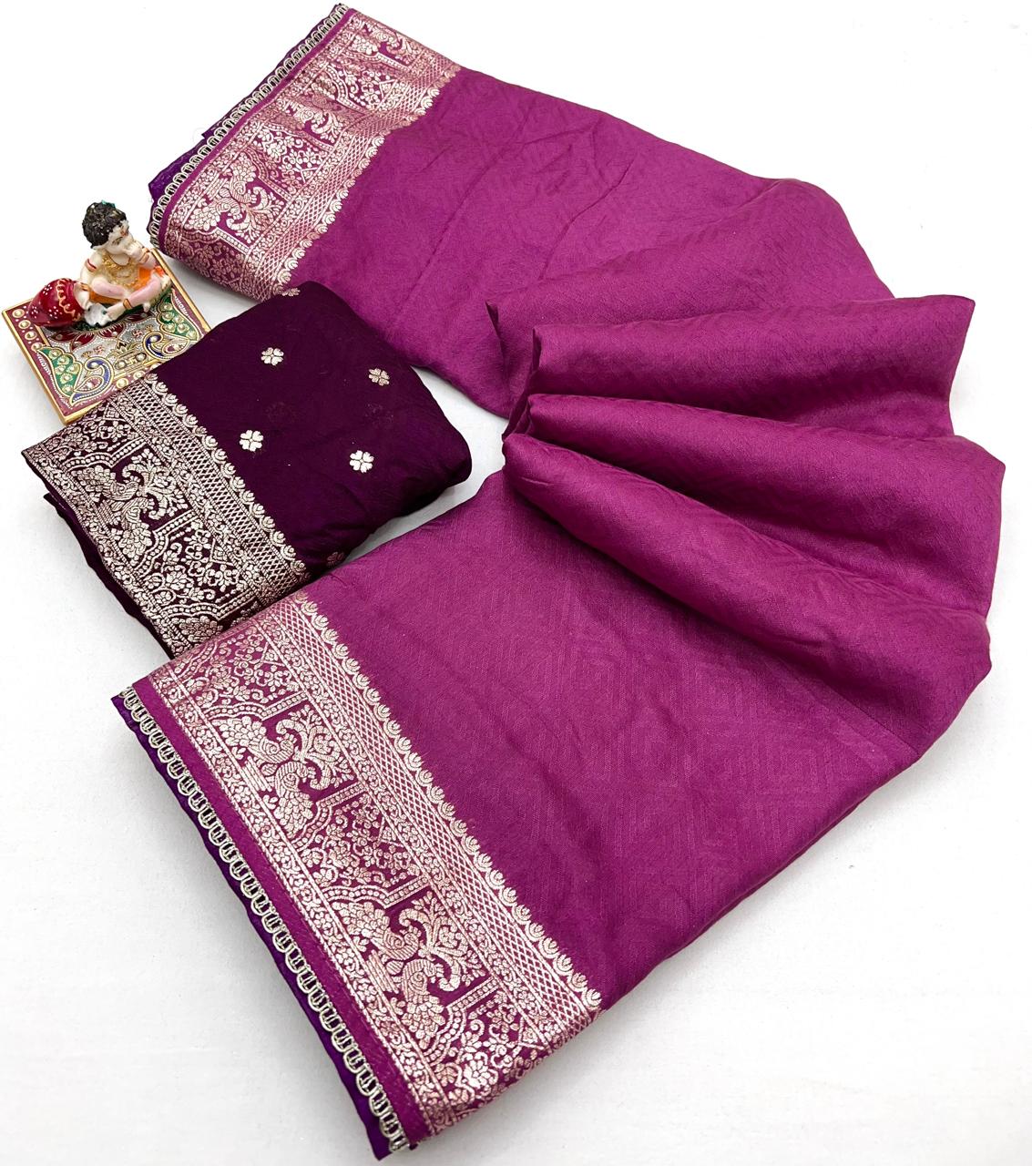 Wedding Wear Maslin Silk Zari Woven Saree for Women