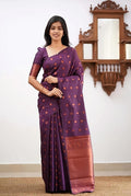 Wedding Special Purple Banarasi Silk Saree for Women