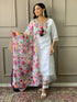 White Chanderi Embroidered Kurta Set with Organza Dupatta for Women
