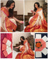 White Red Banarasi Silk Saree With Rich Zari Border for Women