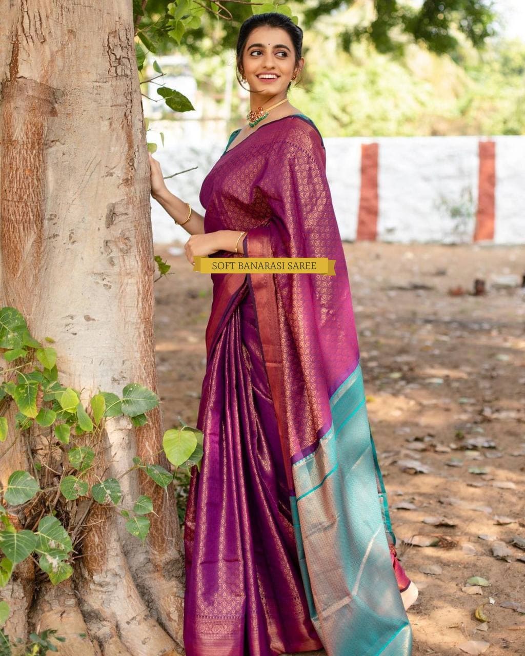 Premium Wine Banarasi Saree with Designer Weave for Women