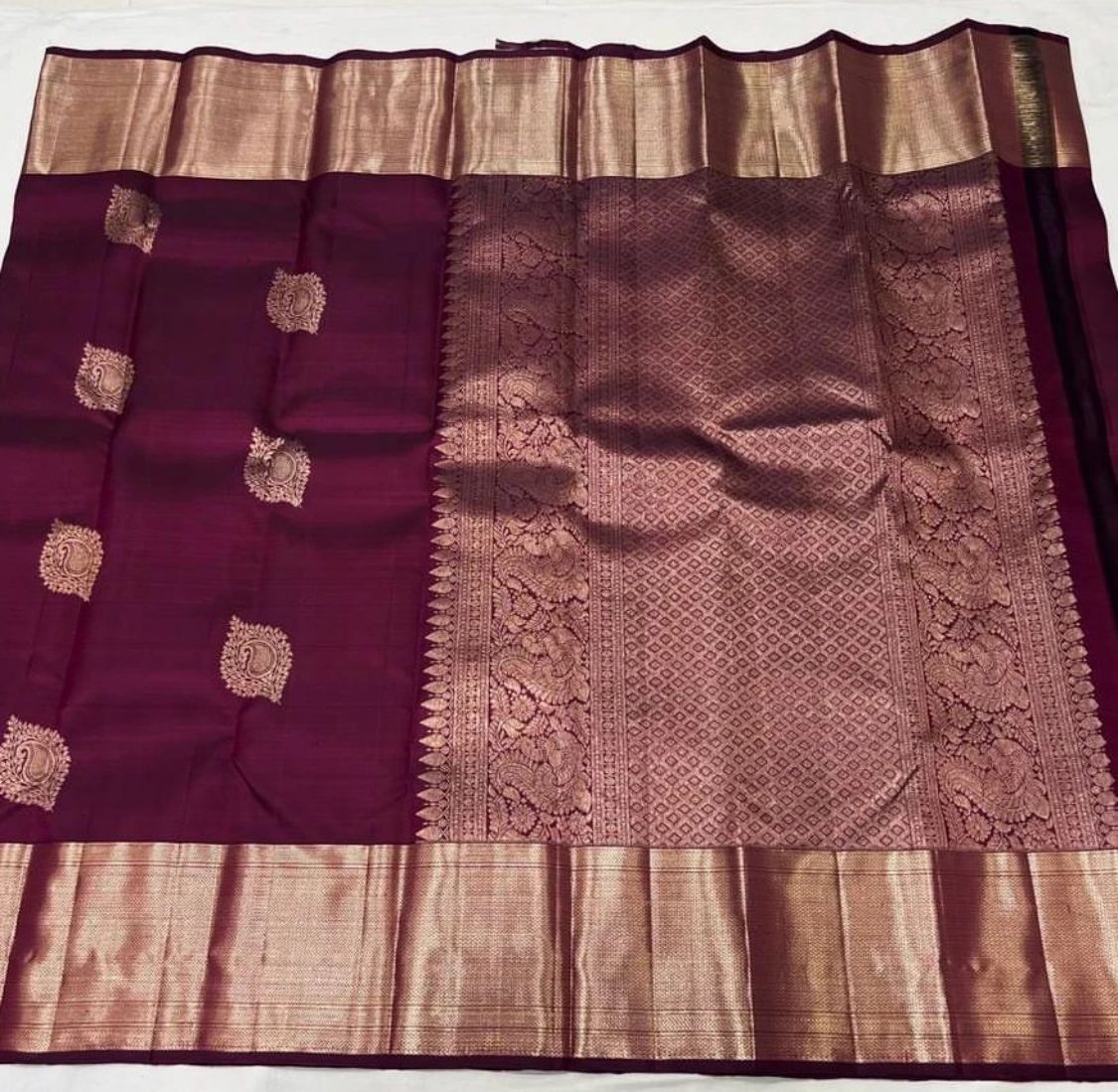Wine Zari Banarasi Soft Silk Saree India for Women