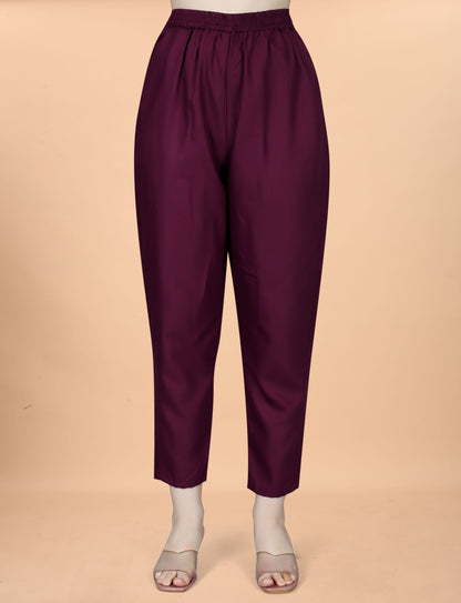Wine Embroidered Cotton Blend Kurta Pant Dupatta Set for Women