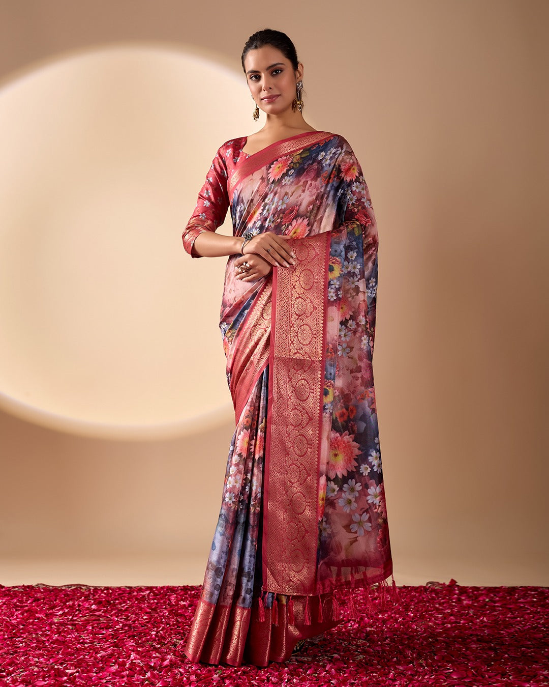 Wine Garden Designer Silk Saree for Women