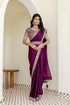 Wine Kasturi Silk Saree with Zari, Dori & Sequin Work for Women