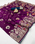 Wine Gold Zari Maslin Silk Saree With Designer Pallu for Women