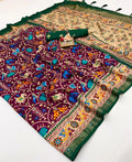 Wine Patola Style Soft Pashmina Silk Party Wear Saree