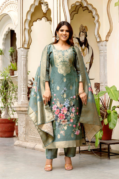 Woven Chanderi Cotton Readymade Salwar Suit for Women