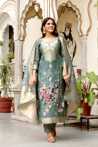 Woven Chanderi Cotton Readymade Salwar Suit for Women