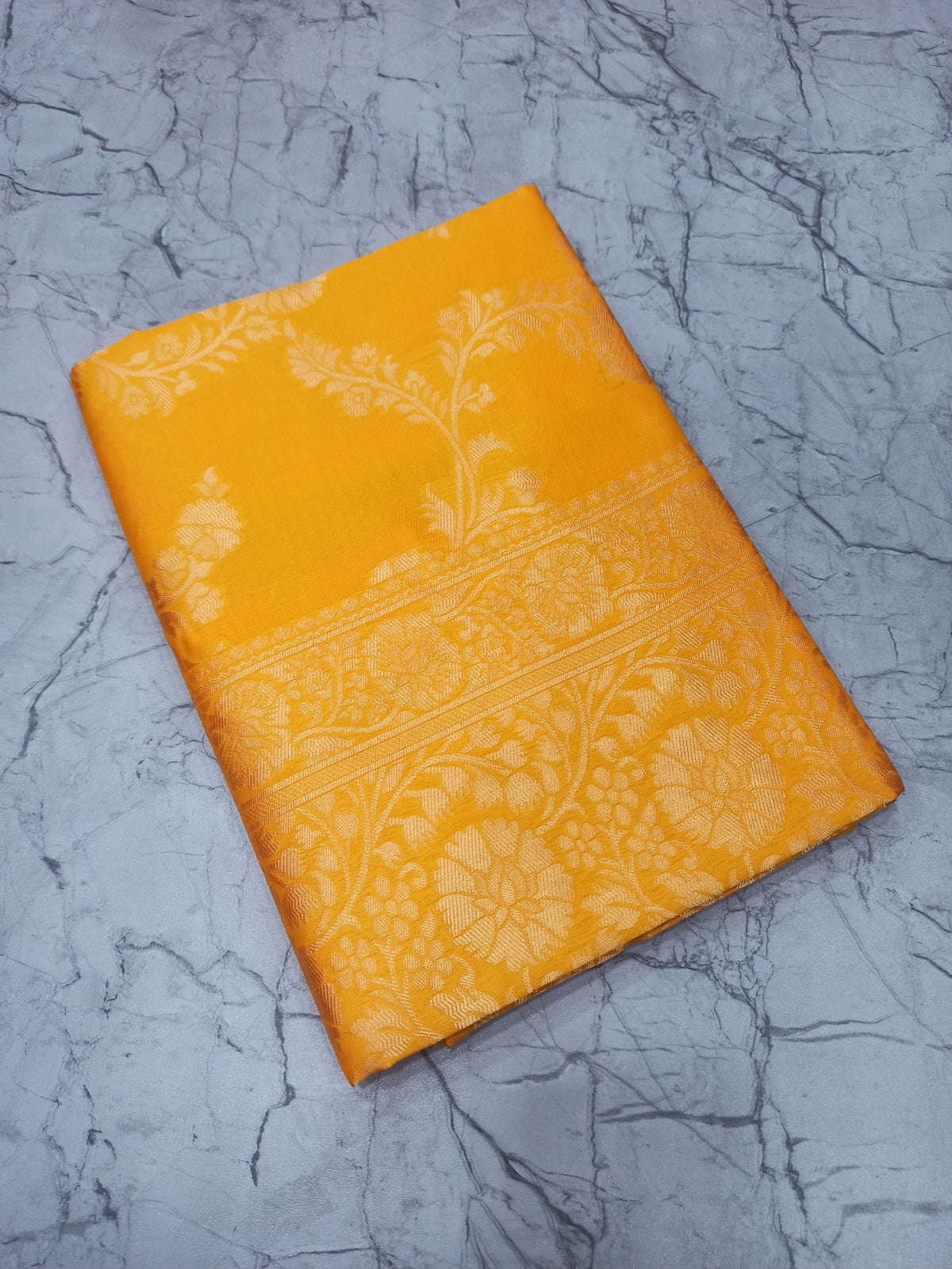 Yellow Banarasi Silk Saree With Rich Gold Zari Work for Women