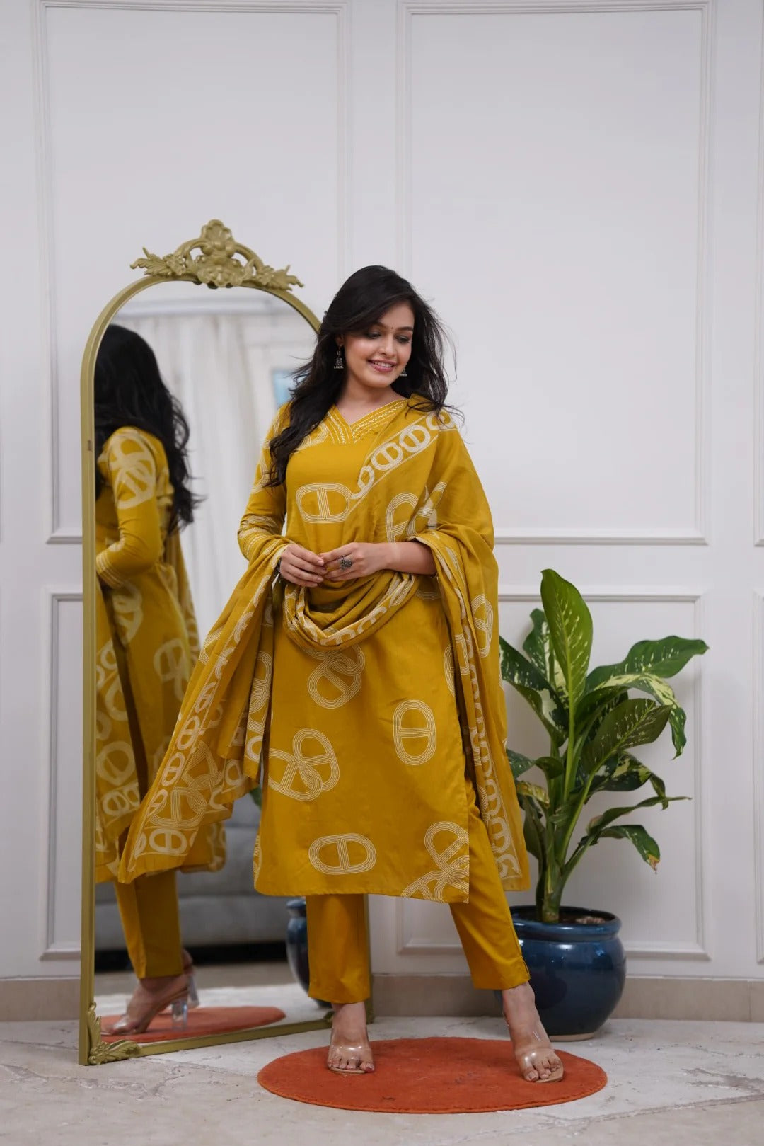 Yellow Chanderi Radiance Embroidered Suit for Women